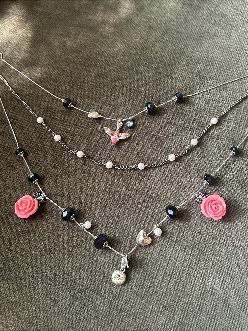 Rare signed Betsy Johnson stacked necklace